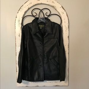 NWOT Eddie Bauer Black Leather Jacket